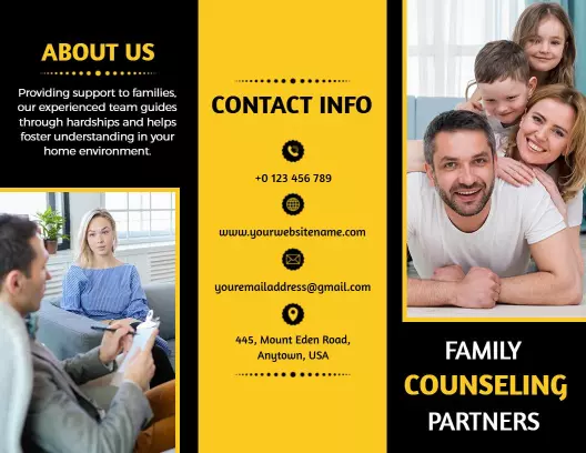 Yellow Family Counseling Support Services Brochure Template