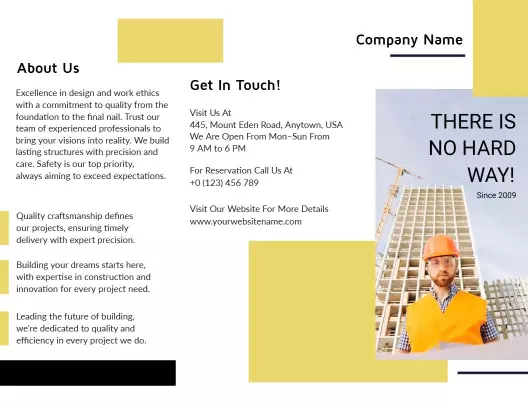 Yellow Modern Construction Services Company Brochure Template