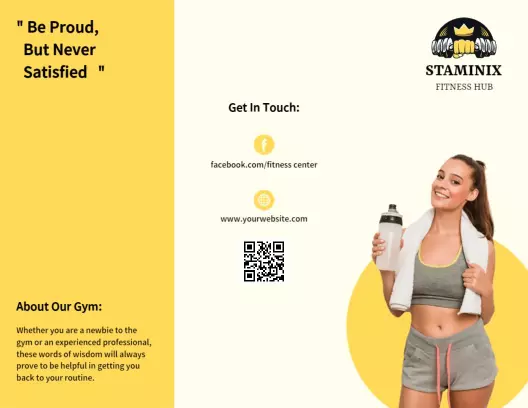 Yellow Motivational Fitness Gym Membership Guide Brochure Template