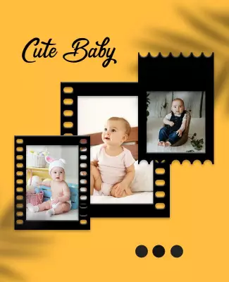 Yellow Orange Photo Collage Flyer Template