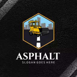 Yellow Road Construction Vehicle for Asphalt Industry Logo Template