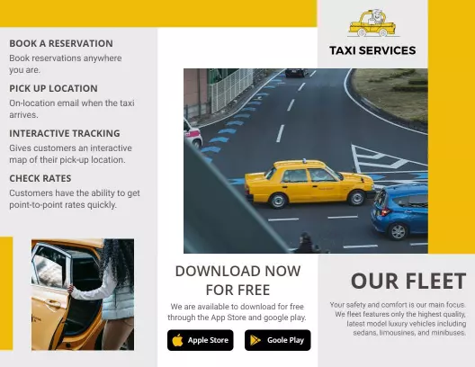 Yellow Taxi Online Booking and Reservation Services Brochure Template