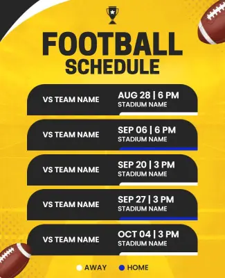 Yellow Theme Football Game Schedule Flyer Template