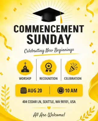 Yellow Themed Commencement Sunday Event Flyer Template