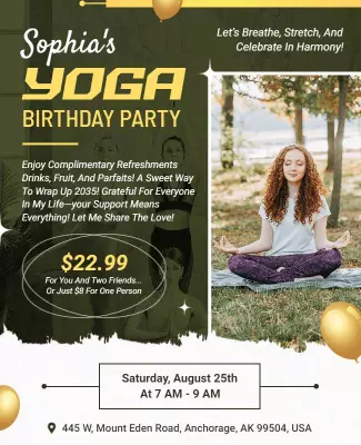 Yoga Birthday Celebration Event Flyer Template