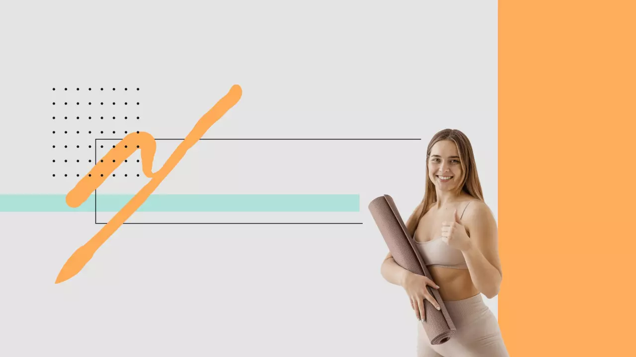 Yoga Enthusiast in Light Orange and Gray YouTube Banner Template