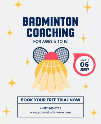 Youth Badminton Coaching Promotional Flyer Template