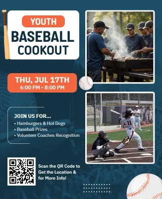 Youth Baseball Cookout Event Flyer Template