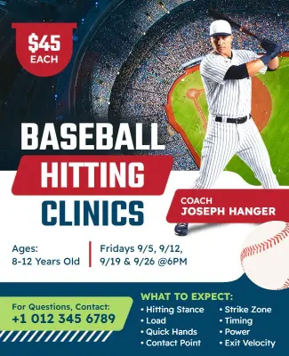 Youth Baseball Hitting Clinics Flyer Template
