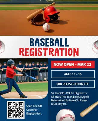 Youth Baseball Registration Event Flyer Template