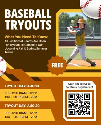 Youth Baseball Tryouts Announcement Flyer Template