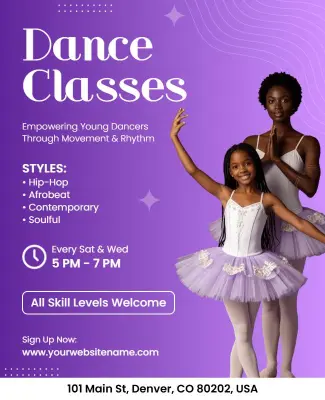 Youth Dance Classes Promotional Flyer Template