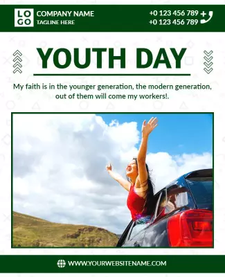Youth Day Celebration with Energetic Outdoor Theme Flyer Template