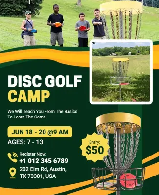 Youth Disc Golf Camp Promotional Flyer Template