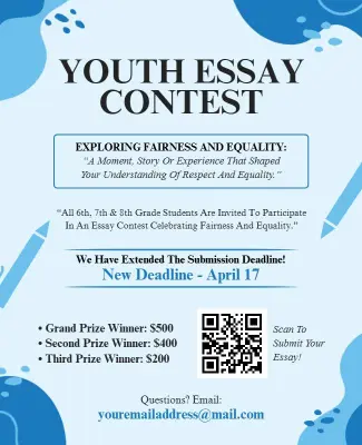 Youth Essay Contest Announcement Flyer Template