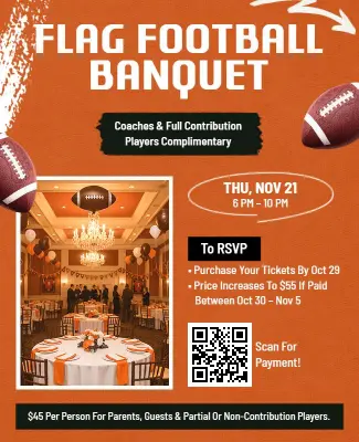 Youth Flag Football Banquet Invitation Flyer Template
