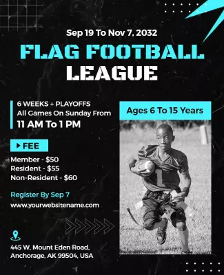 Youth Flag Football League Flyer Template