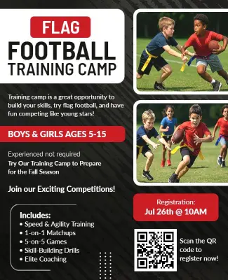 Youth Flag Football Training Camp Flyer Template