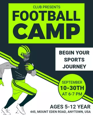 Youth Football Camp Sports Journey Flyer Template