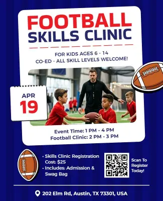 Youth Football Skills Clinic Flyer Template