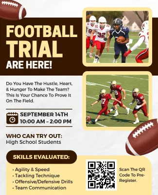 Youth Football Trial Information Flyer Template