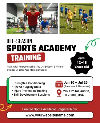 Youth Off-Season Sports Training Academy Flyer Template