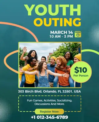 Youth Outing Event Promotional Flyer Template