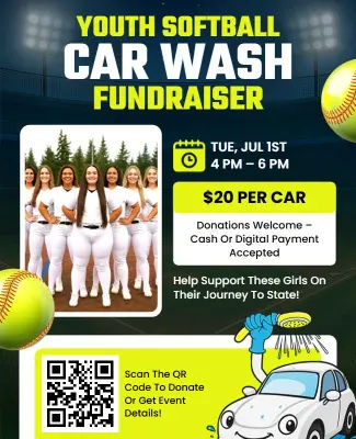 Youth Softball Car Wash Fundraiser Flyer Template