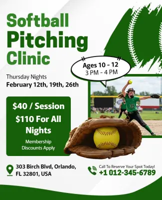 Youth Softball Pitching Clinic Flyer Template