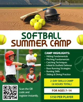 Youth Softball Summer Camp Flyer Template
