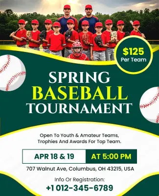 Youth Spring Baseball Tournament Flyer Template
