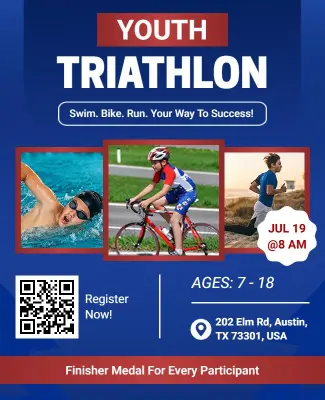 Youth Triathlon Event Promotion Flyer Template