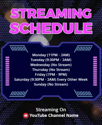 Youtube Streaming Schedule Flyer Template