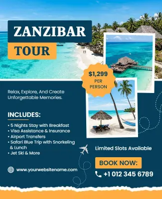 Zanzibar Tour Vacation Poster Template