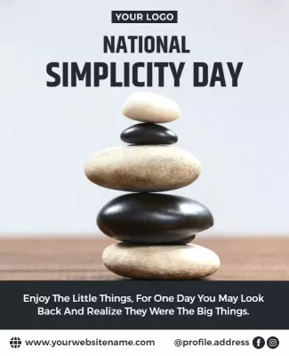 Zen Minimalist Stone Stacking for Simplicity Day Poster Template