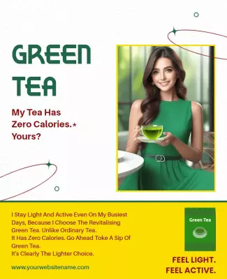 Zero Calorie Green Tea Promotional Flyer Template