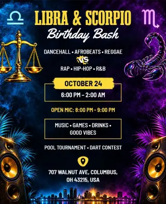 Zodiac Theme Birthday Bash Party Flyer Template