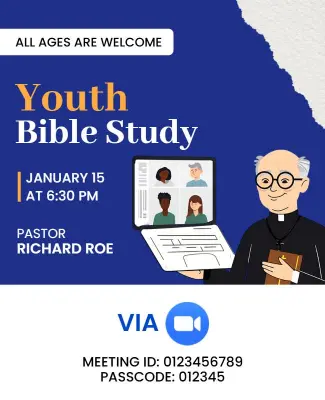 Zoom Youth Bible Study Invitation Flyer Template