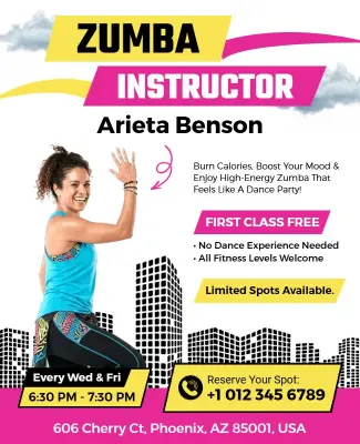 Zumba Fitness Instructor Class Flyer Template