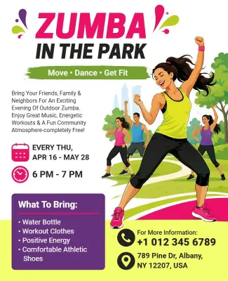 Zumba in the Park Event Flyer
