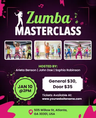 Zumba Masterclass Fitness Event Flyer Template