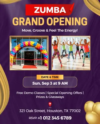 Zumba Studio Grand Opening Event Flyer Template